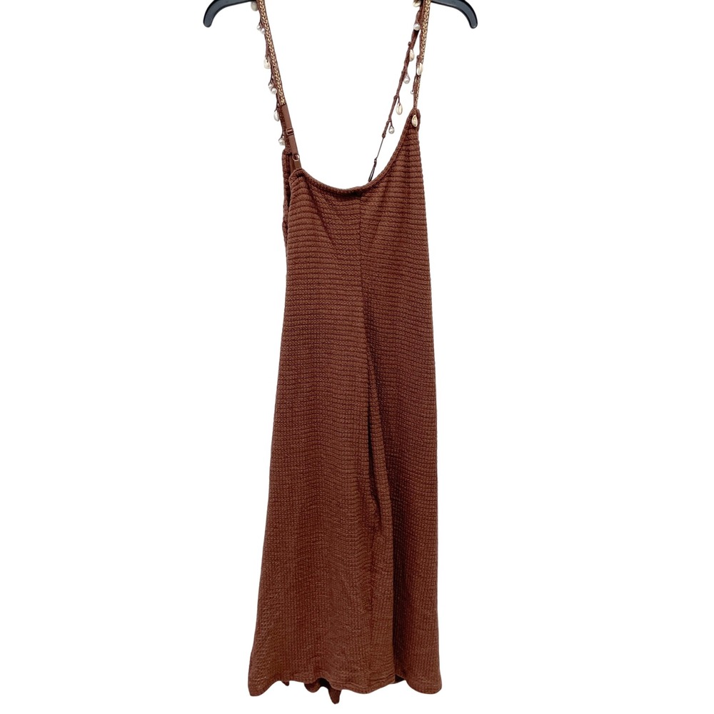 Wild Fable Women's Brown Shell Strap Waffle Knit Cross Back Maxi Dress Size XXL
